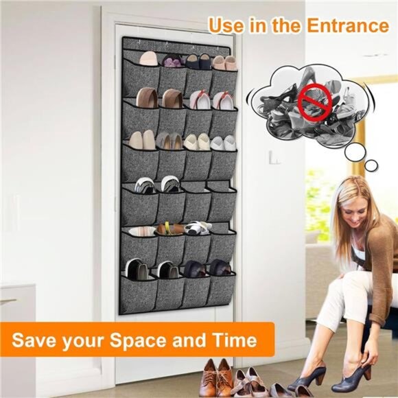 Over Door Shoe Organizer 24 Pocket Hanging Closet Rack Storage for Men Women Kid - Picture 5 of 7